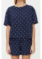  Collection 100% Cotton Navy Blue Polka Dot and Heart Sleepwear Set - Thmss21Pt1485