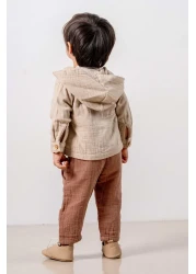 bombe Baby Kids Mink Cotton Hooded Comfortable 3-Piece Set Trend Fashion Bottom Top Set