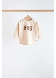 Next Baby طقم مكون من 3 قطع من القطن بأكمام طويلة منقوشة باللون الأزرق الداكن