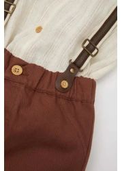 Defacto 4-Piece Striped Set for Baby Boy - Poplin Shirt, Shorts and Bow Tie Pants B8082A524Sm