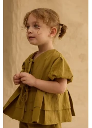 Fahhar Kids Ribbed Kimono Suit Fat Green