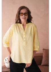 Park Karon V-Neck Button Detailed Woven Blouse