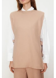  Modest Mink Linen Look Side Tie Woven Bottom Top Set TCTSS24US0001