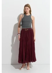 KADRİYE BAŞTÜRK Nora Pleated Skirt Claret Red