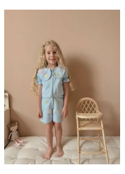 YİGİT BUTİK Yigit Butik Denim Fabric Floral Shorts Girl's Suit