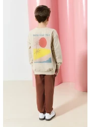 TRENDYOLKIDS Boy Beige Printed Knitted Suit - Tkdaw25Au00144