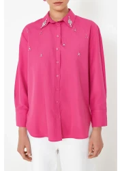  Collection قميص فوشيا منسوج - تفاصيل حجرية، مقاس عادي TWOSS24GO00069