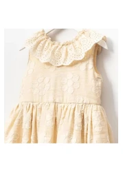 Magu Girl's Cotton Floral Patterned Ruffled Collar Dress