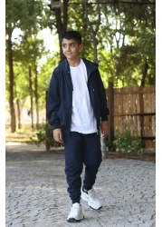 han collection طقم بدلة رياضية من كارديجان وبنطلون رياضي بسحاب وغطاء للرأس وجيب الكنغر