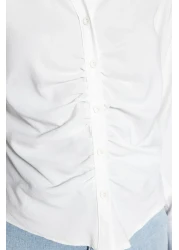  Collection Ecru Gathered Fitted/Slim Fit Woven Shirt TWOSS23GO00177
