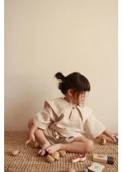 Oh La La Koala For Little Ones Beige Sailor Collar Shorts Suit