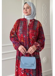 InStyle Bohemian Ethnic Pattern Red Viscose Dress