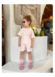 Next Baby Laciel Paris Soft Pink Tulle Floral Print Short Sleeve Shorts Bottom Top Set