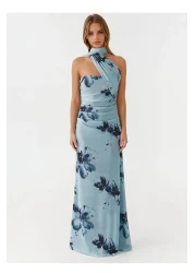 Hiccup Strapless Patterned Bodycon Maxi Tulle Dress