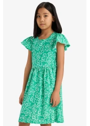 Defacto فستان صيفي بأكمام قصيرة ورقبة دائرية للفتيات B4339a825sm