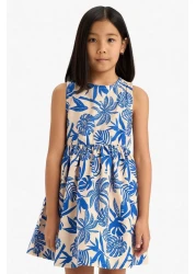 Defacto Girl's Patterned Poplin Sleeveless Summer Dress C3711A825Hs