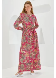 Bigdart فستان حجاب محبوك منقوش بالزهور الوردية للنساء 1525