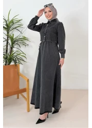 Bestenur طقم فستان جينز مزدوج - جاكيت 1364 أنثراسايت