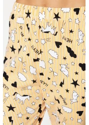  Collection Cotton Leisure Patterned Peach Piping Pajamas Set - Thmss19Ip0037