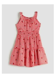 LC Waikiki Lcw Kids Red Square Neck Plaid Girl Dress