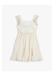 Koton Cotton Dress - Ruffle Detail and Embroidered Sleeves