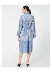 Koton Traditional Motif Shirt Dress Belted Midi Length
