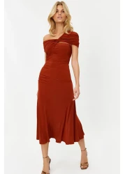  Collection Tile Asymmetric Collar Knitted Stylish Evening Dress Night Graduation Dress Tprss24El00046