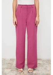  Collection Fuchsia High Waist Wide Leg/Wide Leg Pleated Woven Trousers TWOAW21PL0076