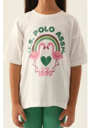 U.S. Polo Assn. بدلة برمودا كريمية للبنات