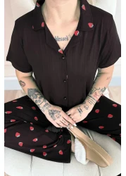 Pijamaevi طقم بيجامة مارلينكا بأزرار أمامية منقوشة باللون الأسود من نوير فرايز