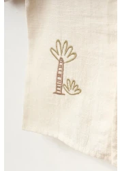 Magu بدلة بيبي بوي قطن بيج مطرزة بالصبار