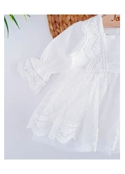 Jammybaby Newborn Tulle Lace Baby Girl Mevlüt Dress and Bandana Set - 100% Cotton Combed