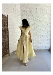 moneta boutique Women's Ruffled Sleeves Long Designer Shirt Dress