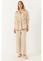 Bianco Lucci Women's Süzene Embroidered Top and Bottom Set 60551003