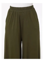 Benin بنطلون فيسكوز بخصر مطاطي - كاكي - بنين