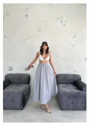 İLKCET MODA تنورة نسائية فضفاضة من قماش المظلة