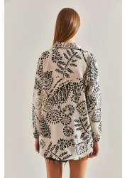 Bianco Lucci Women's Large Leaf Patterned Casual Linen Shirt60101021