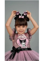 diamondstar Kuromi Crown Accessory Sequin Printed Birthday Girl Dress 3/10 Years