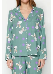  Collection Multicolor Rabbit Print Viscose Woven Pajamas Set Thmaw21Pt0048