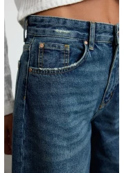  Collection Dark Blue Layered Leg Regular Waist Skater Baggy Jeans Twoss25Je00001