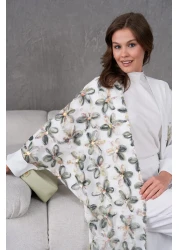 Miss Allos Women's Tulle Flower Embroidered Stone Detailed Kimono and Trouser Top Set