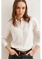 Olalook قميص نسائي أبيض لامع منسوج GML-19001152