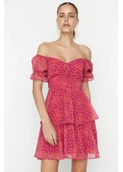  Collection Colorful Floral Patterned Flounce Chiffon Mini Dress - TWOSS22EL2772