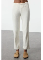  Collection Ecru Brushed Soft Corded Cardigan Knitted Pajama Set Thmaw25Pt00074