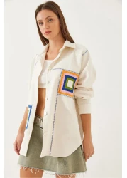 Bianco Lucci قميص نسائي بتطريز مفصل 60351009