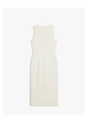 Koton فستان قلم رصاص متوسط الطول بدون أكمام ورقبة دائرية.