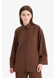 Defacto Relax Fit 2'Li Set Seersucker Textured Long Sleeve Shirt Pants F4094Ax25Sm