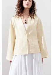 Manuka بلوزة كتان بزر واحد أصفر