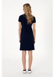 U.S. Polo Assn. Women's Navy Blue Polo Neck Mini Length Knitted Dress 50305853-Vr033