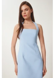 Lovelyİstanbul Thick Strap Midi Woven Dress Sky Blue Lfk0005